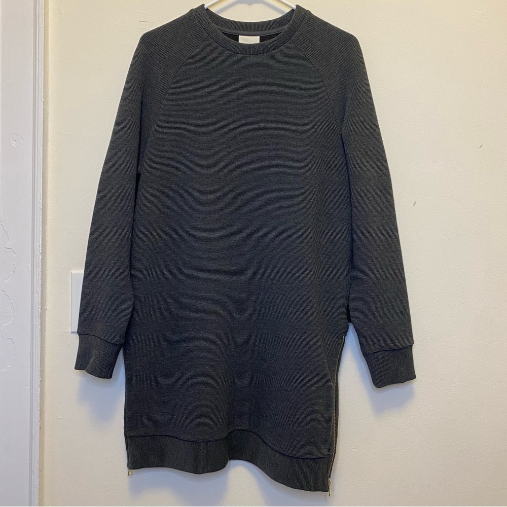 VARLEY Albret Long Sleeve Side Zipper Mini Dress Charcoal Marl Gray Sz Small - Picture 3 of 15